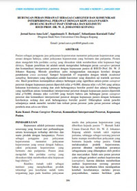 [E-Journal] : Hubungan Peran Perawat Sebagai Caregiver Dan Komunikasi Interpersonal Perawat Dengan Kepuasaan Pasien (di ruang rawat inap cempaka dan kelimutu rsud prof. dr. w. z. johannes kupang)